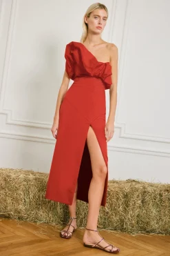Dresses-Johanna Ortiz Noche Habanera Dress In Red
