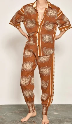 Tops-Johanna Ortiz Paisley Situation Shirt In Brown