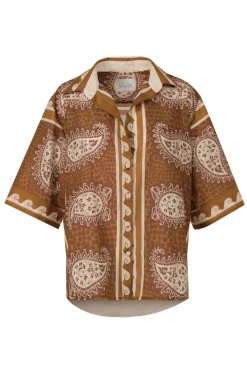 Tops-Johanna Ortiz Paisley Situation Shirt In Brown