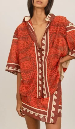 Tops-Johanna Ortiz Paisley Situation Shirt In Red