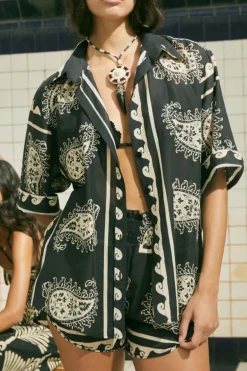 Tops-Johanna Ortiz Paisley Situation Shirt In Black