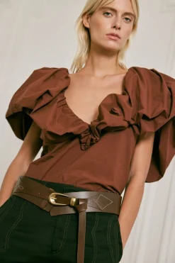 Tops-Johanna Ortiz Vientos Salvajes Top In Chocolate